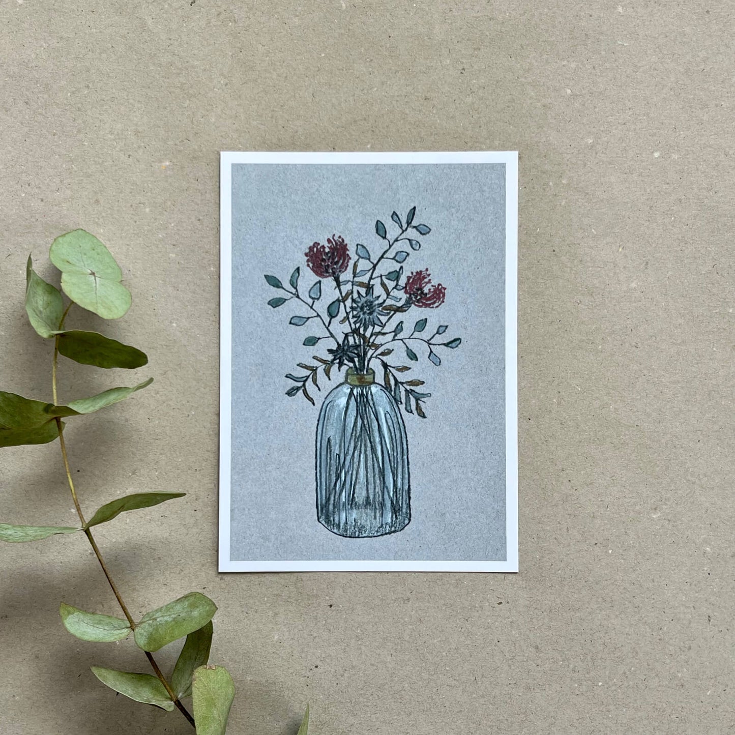 Postkarte Nadelkissen & Eukalyptus (Händler)