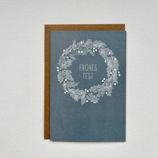 folding card holly wreath