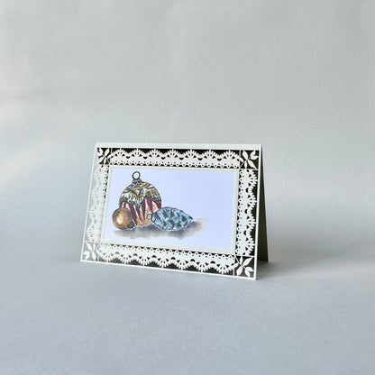 K15 Klappkarte Weihnachtskugeln nostalgisch (Händler)